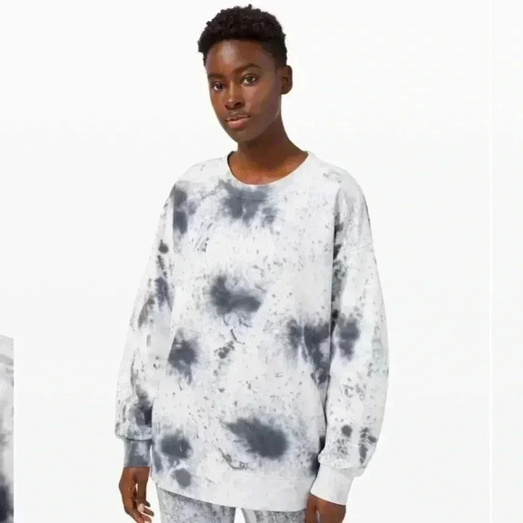 Lululemon Perfectly Oversized Crew Sweatshirt Tie Dye Marble Dye Classic Navy 4 - Picture 1 of 11